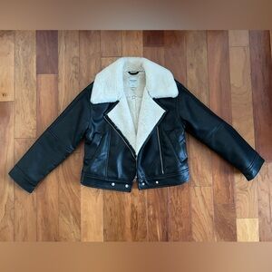 Abercrombie & Fitch Black and White Leather Jacket